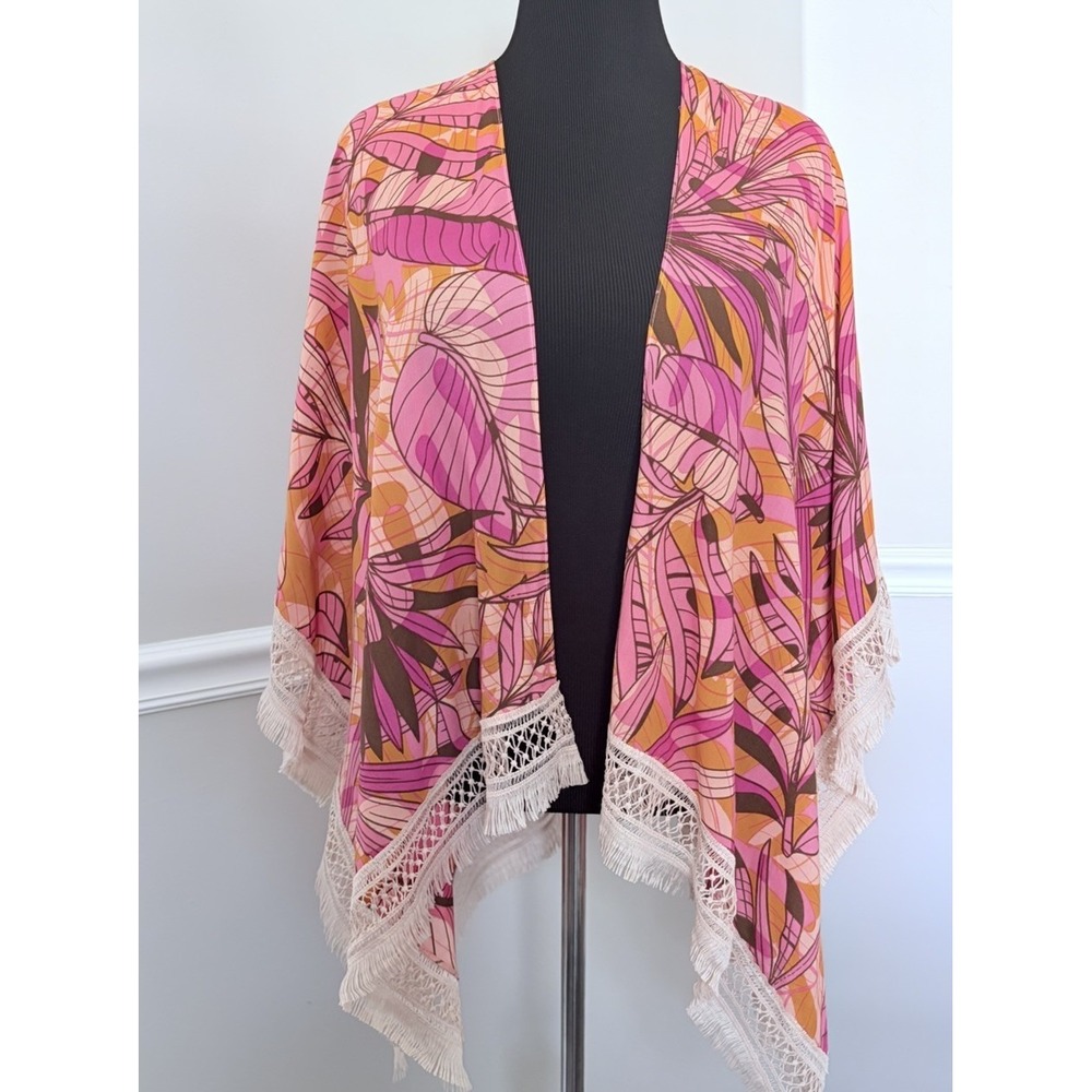 Boho Floral Cardigan One Size Fringe Crochet Open Kimono Spring Vacation‎